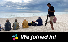 Image of Guided walk and Yidaki (didgeridoo) sound meditation. We joined in!