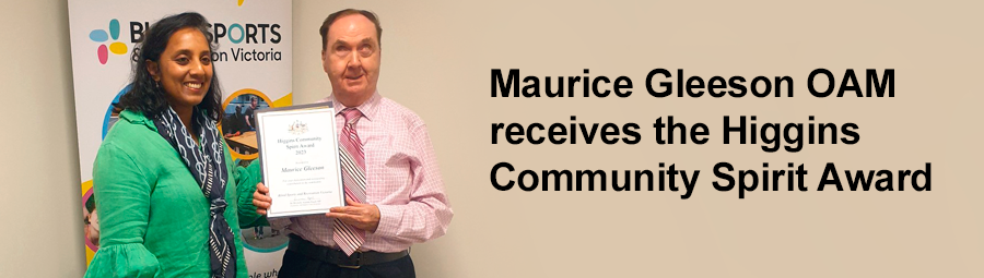 Image of Maurice Gleeson OAM receives the Higgins Community Spirit Award.