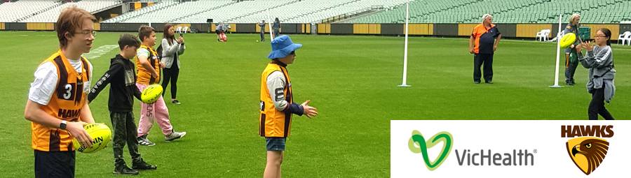 Image of AFL Hawks Blind Footy Holiday Clinic. We joined in!