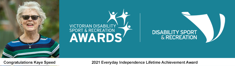 Image of Kaye Speed receives the Everyday Independence Lifetime Achievement Award.