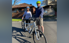 image of Annette is loving the freedom of riding thanks to Andrew, her tandem bike pilot.