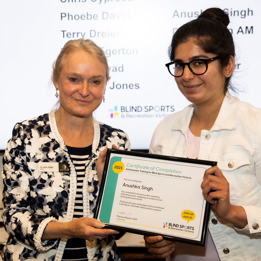 Anushka receiving Ambassador Certificate